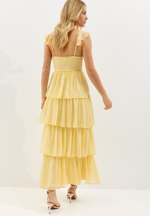 New Look - Tiered chiffon cami midi dress - pale yellow