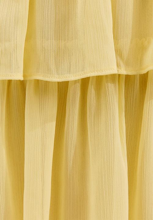 New Look - Tiered chiffon cami midi dress - pale yellow