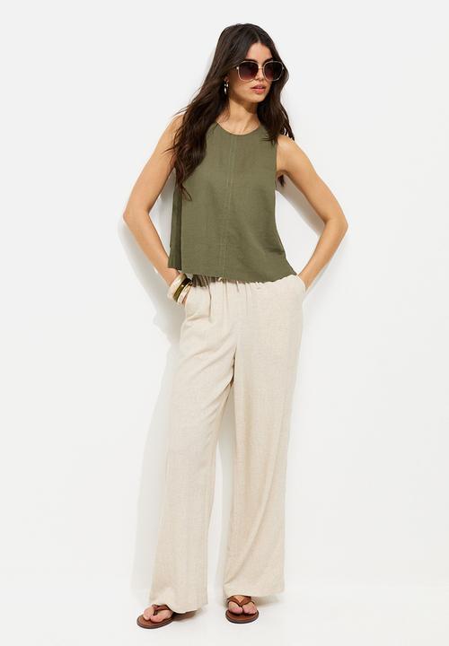 New Look - K st clara linen seam shell top - khaki