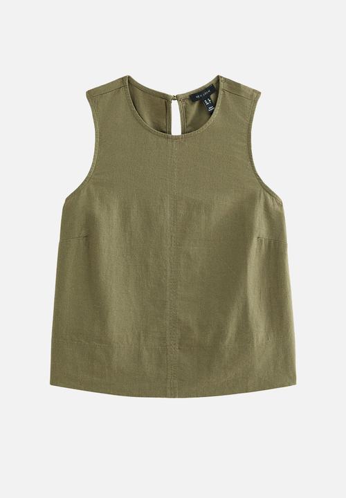 New Look - K st clara linen seam shell top - khaki