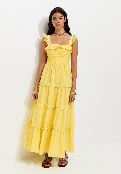 New Look - Tulla tiered frill shirred maxi dress - bright yellow