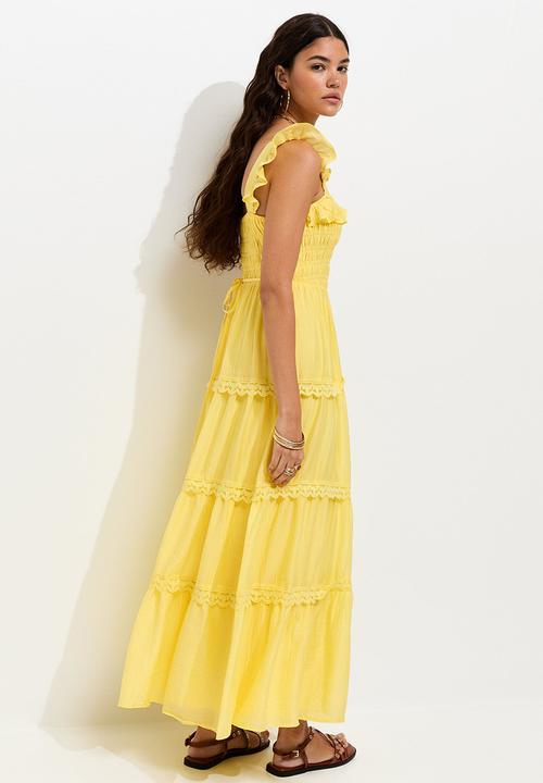 New Look - Tulla tiered frill shirred maxi dress - bright yellow