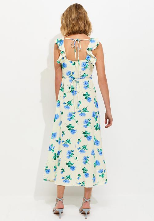 New Look - Jasmine floral scoop ruffle midi dress - blue