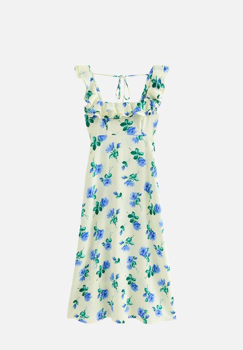 New Look - Jasmine floral scoop ruffle midi dress - blue