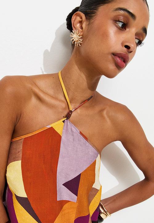 New Look - Jessie geo halter fringe midi dress - multi