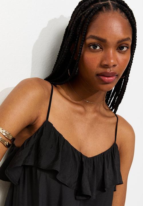 New Look - Ruby ruffle cami midi dress - black