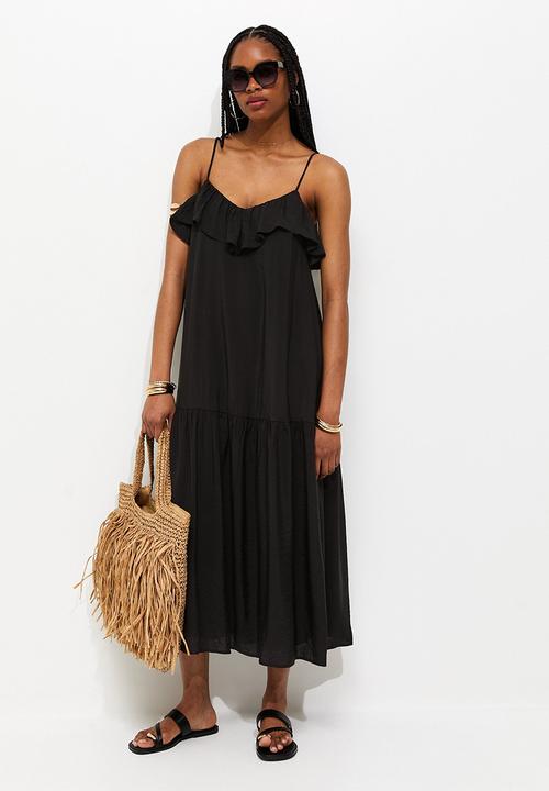 New Look - Ruby ruffle cami midi dress - black