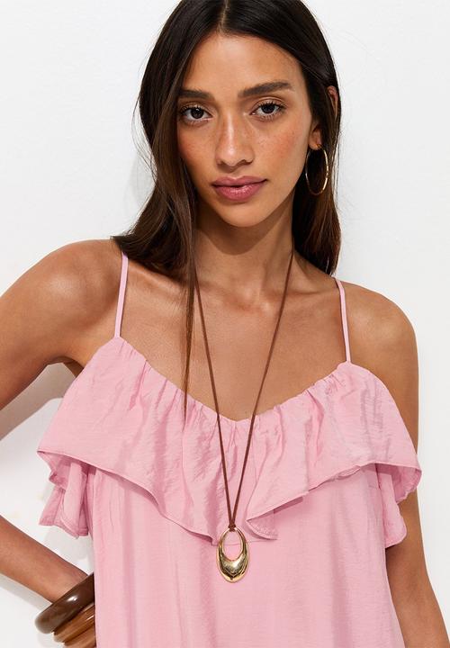 New Look - Ruby ruffle cami midi dress - pink