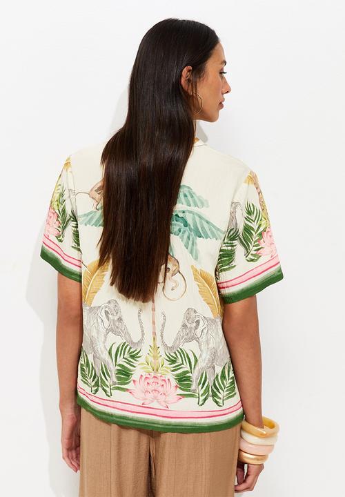 New Look - Ec st annie trop resort shirt - cream