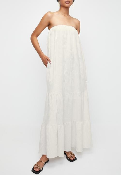 Superbalist - Strapless volume trapeze maxi dress - white cap gray