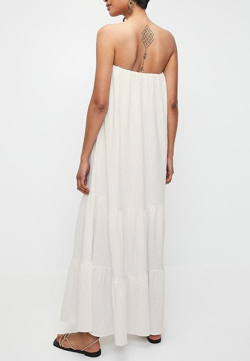Superbalist - Strapless volume trapeze maxi dress - white cap gray