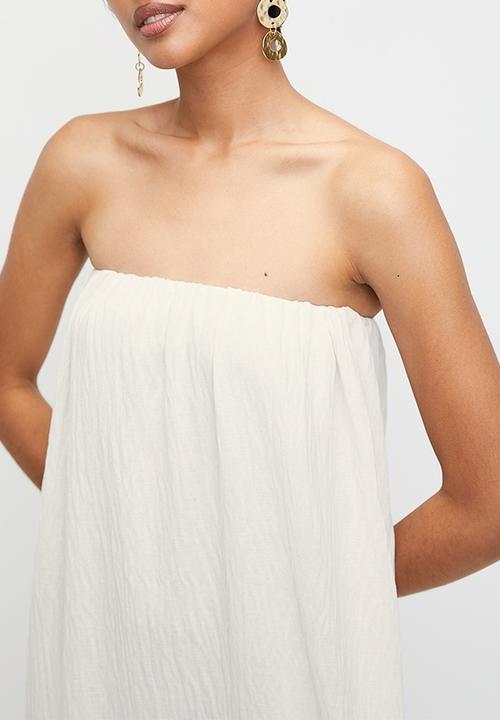 Superbalist - Strapless volume trapeze maxi dress - white cap gray