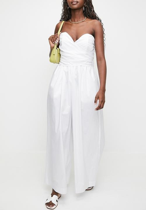 MILLA - Draped sweetheart tieback jumpsuit - white