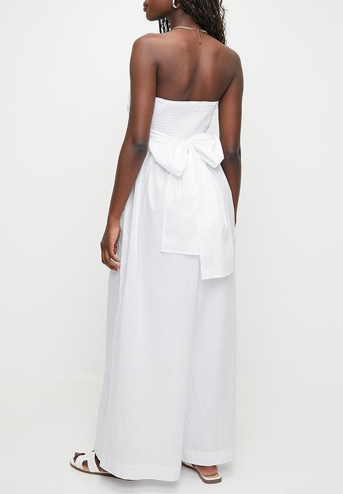 MILLA - Draped sweetheart tieback jumpsuit - white
