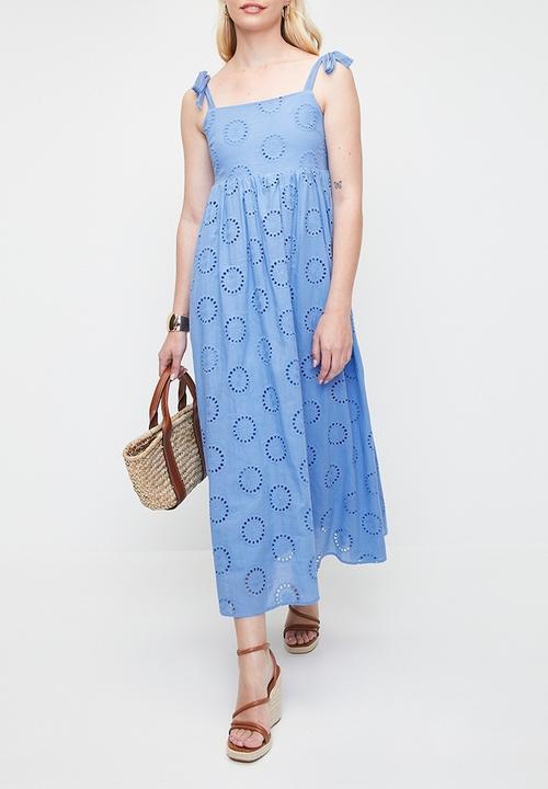 MILLA - Anglaise babydoll dress - blue