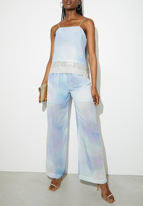 VELVET - Embellished cami - blue smudge