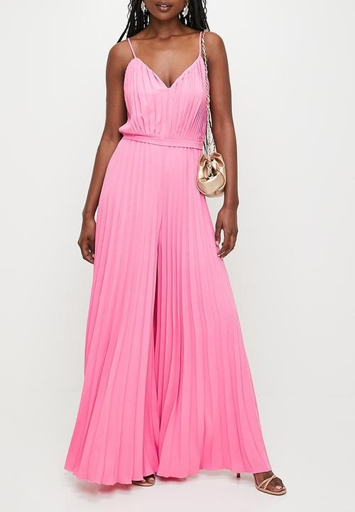 MILLA - Pleated v-neck strappy jumpsuit - pink cosmos