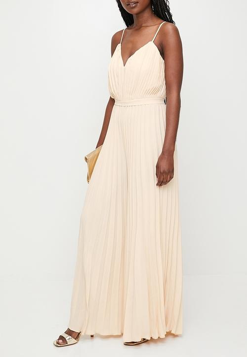 MILLA - Pleated v-neck strappy jumpsuit - vanilla cream