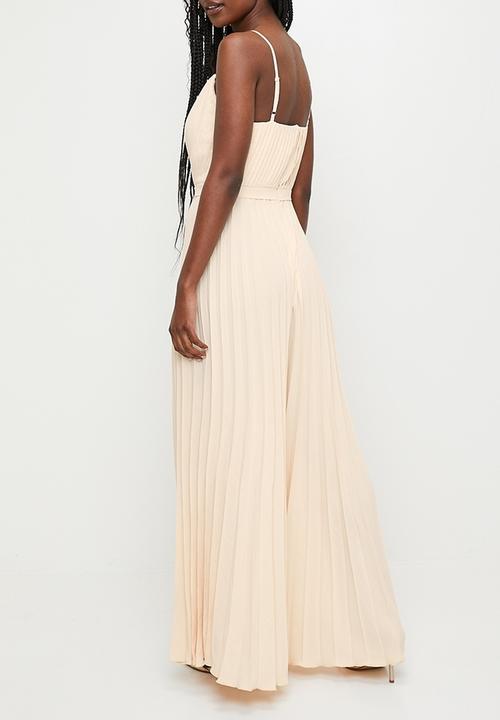 MILLA - Pleated v-neck strappy jumpsuit - vanilla cream