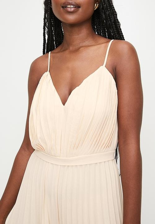 MILLA - Pleated v-neck strappy jumpsuit - vanilla cream