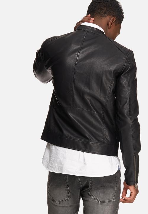Jack & Jones - Black on black biker jacket