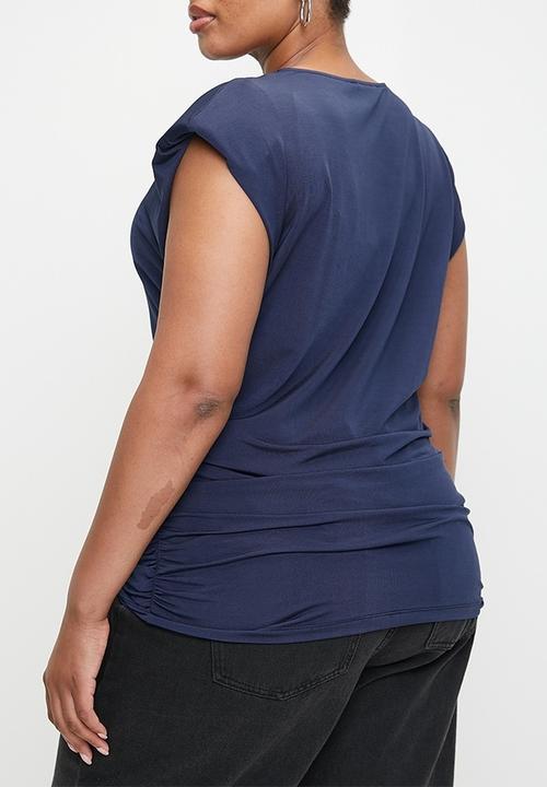 Superbalist - Power shoulder ruched detail tee - navy