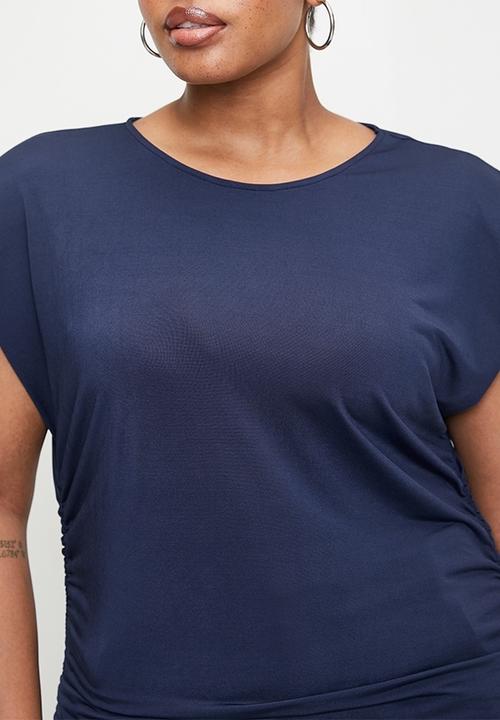 Superbalist - Power shoulder ruched detail tee - navy