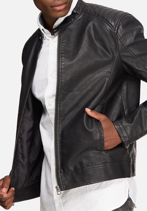 Jack & Jones - Black on black biker jacket