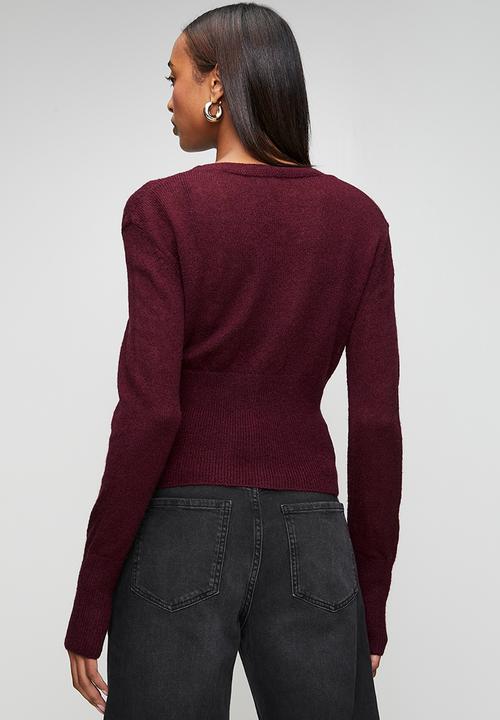 Cotton On - Feather Button Cardi - Blackberry Belle
