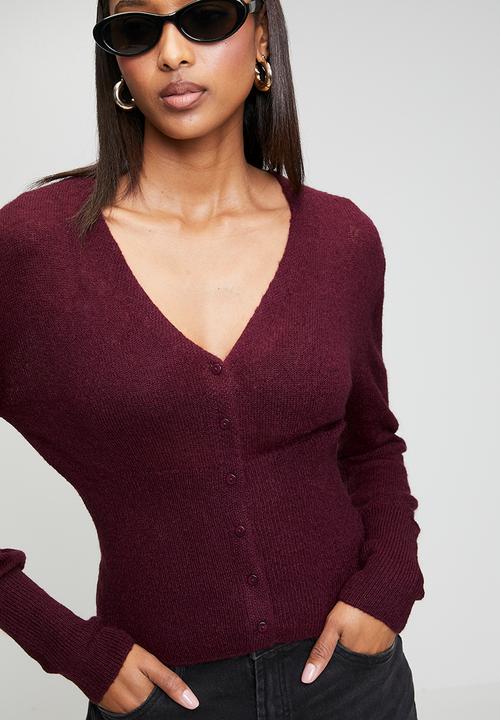 Cotton On - Feather Button Cardi - Blackberry Belle
