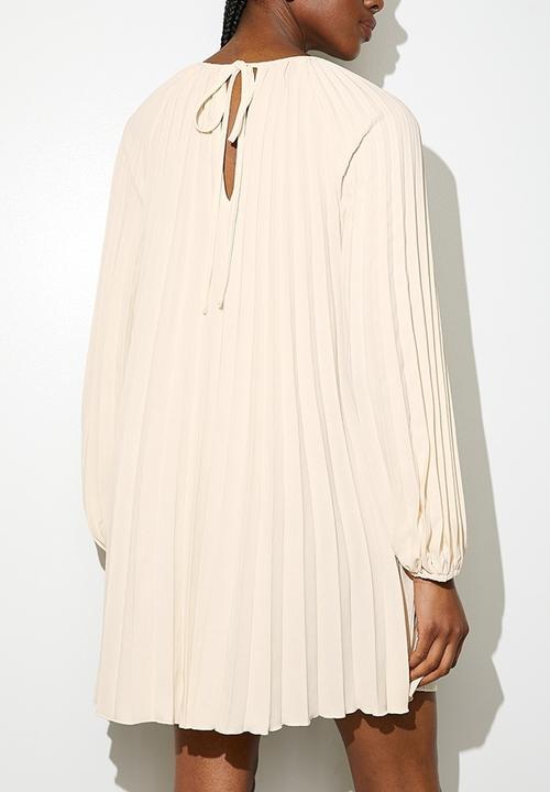 VELVET - Pleated trapeze mini dress - neutral