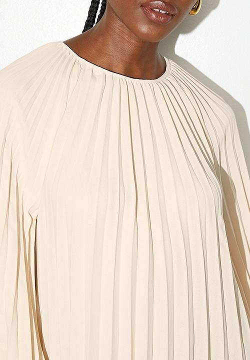 VELVET - Pleated trapeze mini dress - neutral