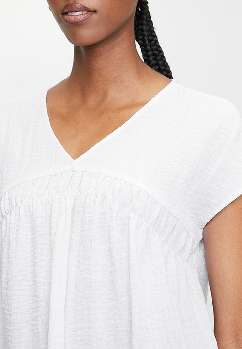 edit - Co-ord shirred detail shell - white