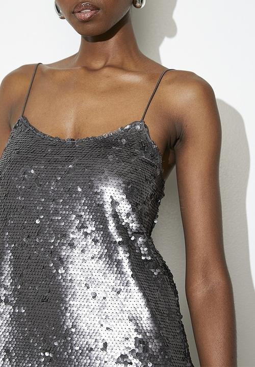 VELVET - Sequin mini slip dress - grey
