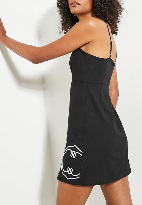 MILLA - Cornelli applique mini dress - Black