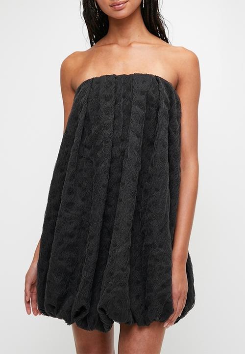 MILLA - Texture organza bubble mini trapeze - black
