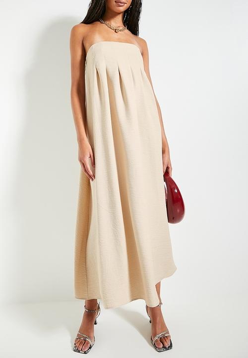 Superbalist - Bandeau pleated trapeze midi dress - neutral