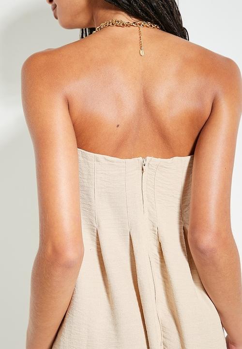 Superbalist - Bandeau pleated trapeze midi dress - neutral