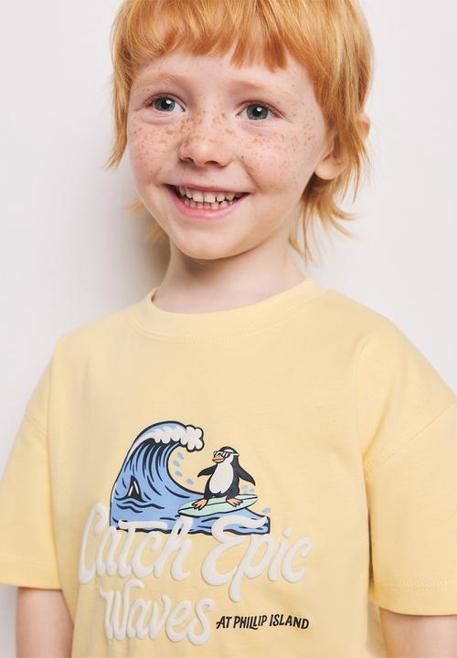 MANGO - T-shirt Penguin - Medium Yellow