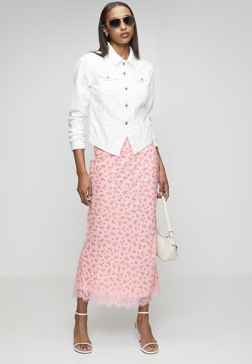 New Look - Dora ditsy spun bias midi skirt - pink