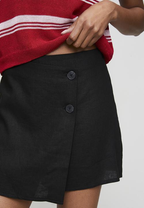 New Look - St linen wrap skort - black