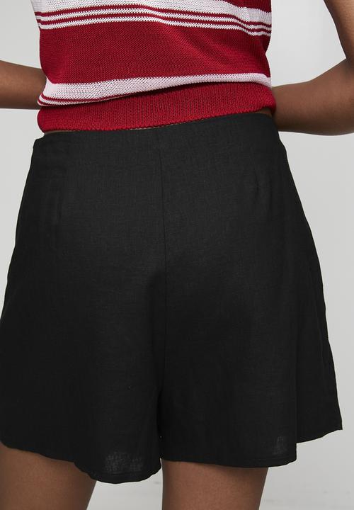 New Look - St linen wrap skort - black