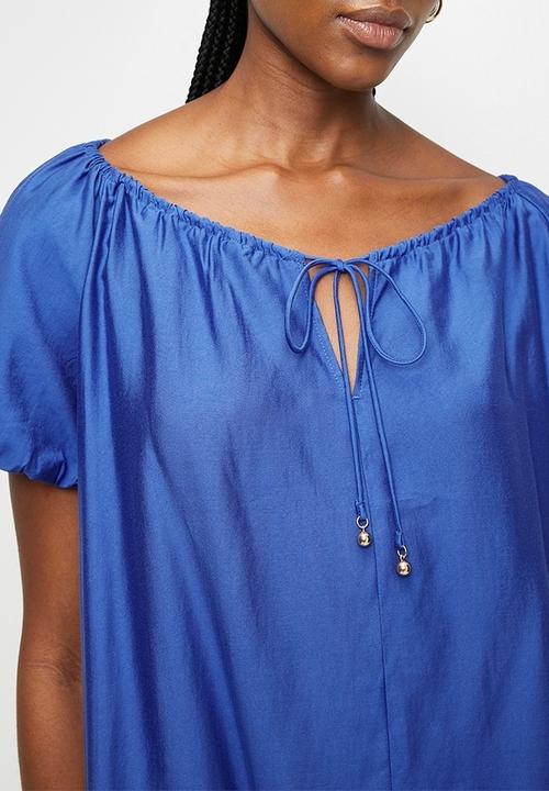 H&M - Drawstring-neck dress - dark blue