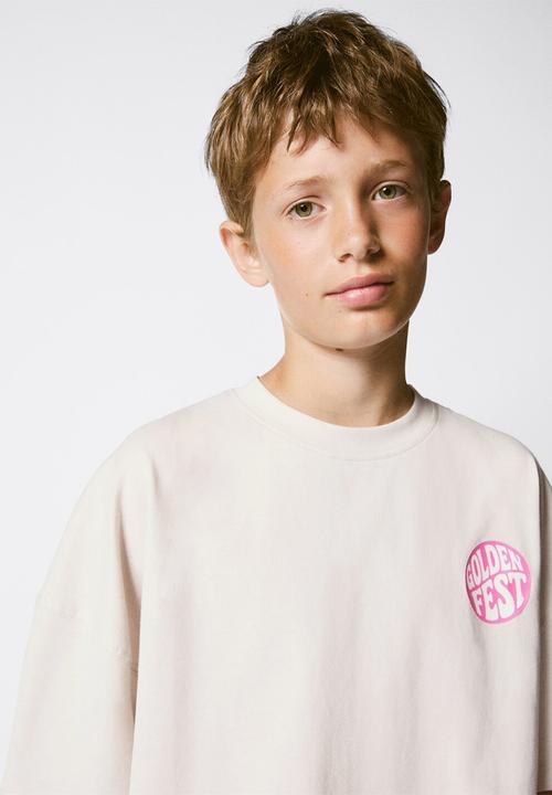 MANGO - T-Shirt Golden - Light Beige