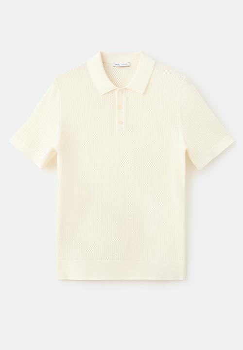 MANGO - Poloshirt Pointele - Off white