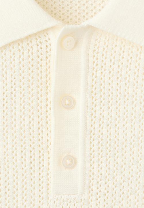 MANGO - Poloshirt Pointele - Off white
