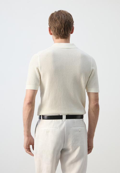 MANGO - Poloshirt Pointele - Off white