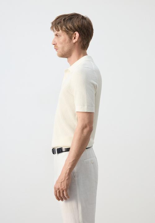 MANGO - Poloshirt Pointele - Off white
