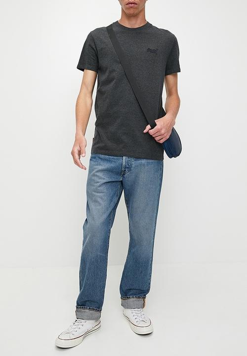 Superdry. - Essential logo emb tee - eclipse navy & olive feeder