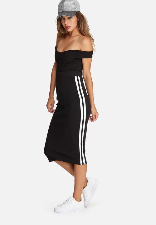 Missguided - Ribbed side stripe midi skirt